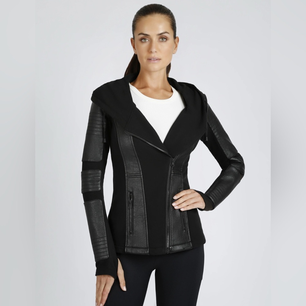 Blanc Noir ASYM HOODED MOTO - BLACK XS
